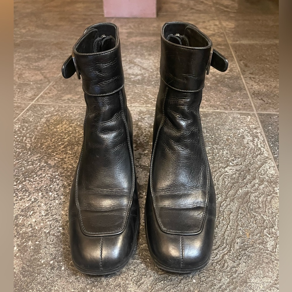SAINT LAURENT BLACK LEATHER MILES BOOT